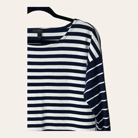 0184W J. CREW 3/4 SLEEVE MINI SHEATH DRESS SIZE SMALL STRIPES‎ NAVY BLUE/WHITE - Picture 4 of 11